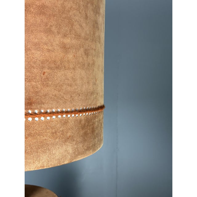 1970s Mid-Century Terracotta Suede Table Lamp. 1970s For Sale - Image 5 of 13