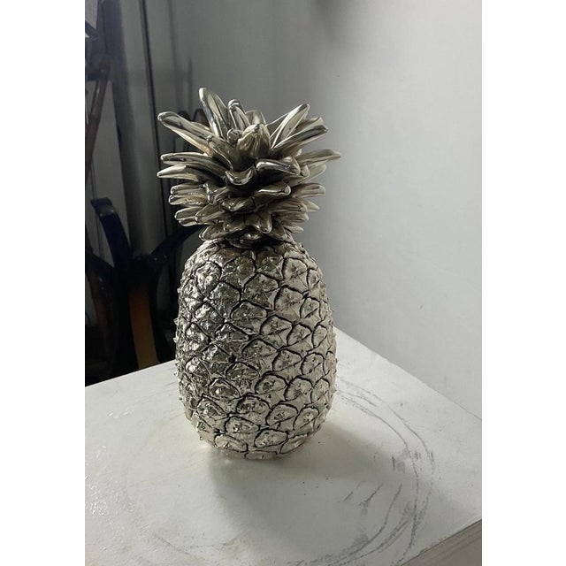 Large Italian Silver Laminated Pineapple, 1970s For Sale - Image 6 of 14