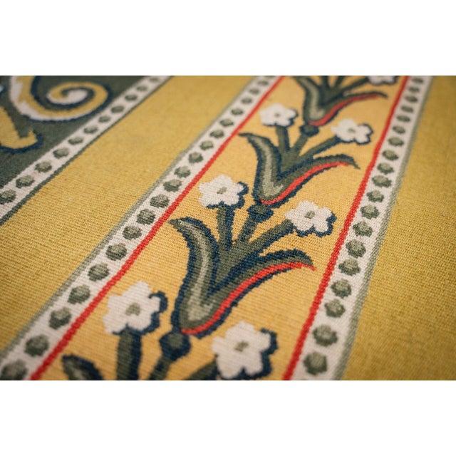 9x12 Vintage Aubusson Flat Weave Wool Rug, Green and Gold Empire Medallion For Sale In New York - Image 6 of 15