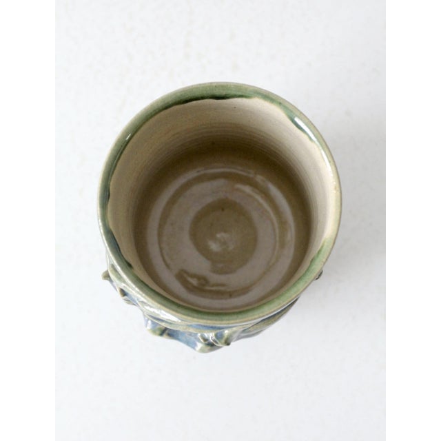 Green Vintage Studio Pottery Vase For Sale - Image 8 of 9