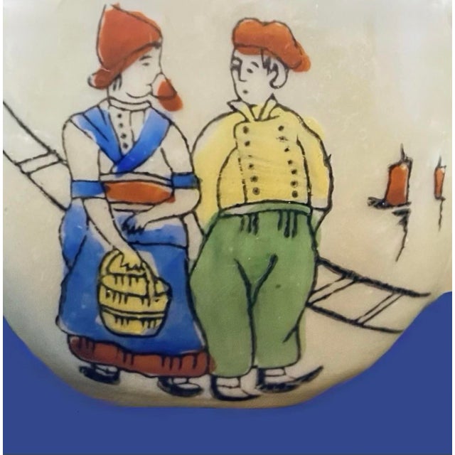 Folk Art Vintage Japan Childrens Mini Lusterware Tea Set Dutch Boy Girl Pearlescent Toy For Sale - Image 3 of 12