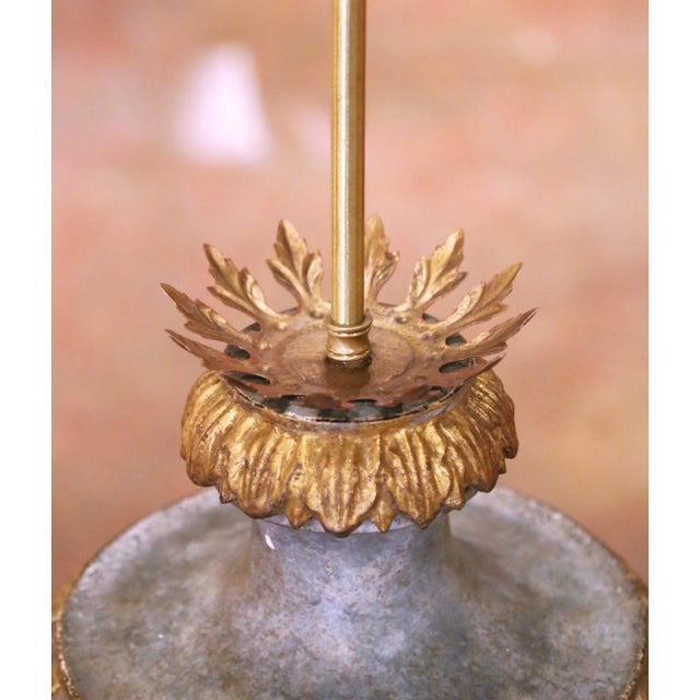 Blue Pair of Mid-Century Italian Carved and Painted Urn Form Table Lamps For Sale - Image 8 of 12