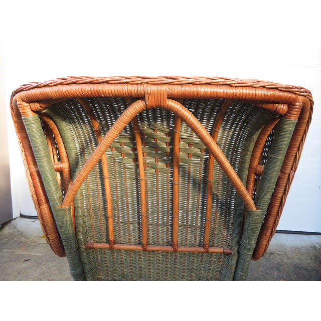 Vintage Palecek Wicker Rattan Wingback Chair ~ Victorian Style ~ Throne Armchair For Sale - Image 13 of 17