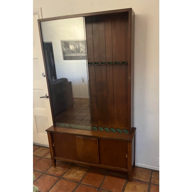Walnut Mid Century Modern Glass Display Cabinet 74” Tall X 44.5” Wide. Rifle / Pool Stick Display For Sale In Phoenix - Image 6 of 9