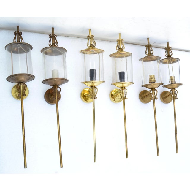 Maison Lunel Pair of Maison Lunel Brass & Glass Sconces, Wall Lamp French Mid-Century Modern For Sale - Image 4 of 13