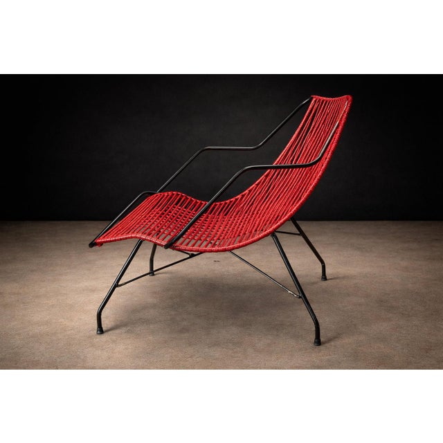 Mid-Century Modern Brazilian Modern Red Synthetic Rope and Iron Armchair, Forma, Brazil, 1950s For Sale - Image 3 of 15