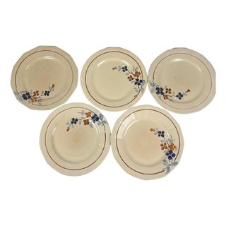 Dinner Plates with Floral Motif from Sarreguemines, 1920s-1940s, Set of 5 For Sale