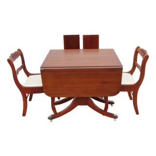 Raddock 1940s Mahogany Drop Leaf Dining Table With 2 Leaves and Two Chairs 6371 For Sale