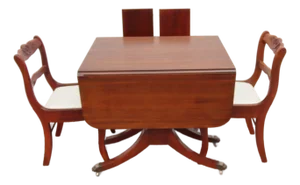 Raddock 1940s Mahogany Drop Leaf Dining Table With 2 Leaves and Two Chairs 6371