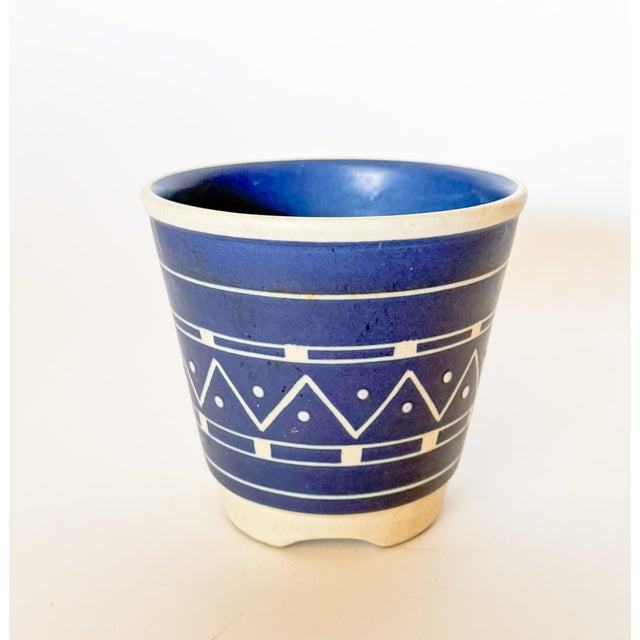 Vintage Danish Modern Blue and White Cachepot For Sale In Dallas - Image 6 of 7