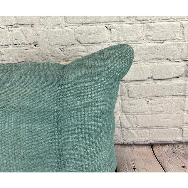 Turkish 20 x 20 Hemp Pillow Turkish Cushion Natural Blue Pillow Cushion Cover For Sale - Image 3 of 4