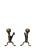 Matching pair of antique brass fireplace andirons with large ball finials, turned columns, tripod feet, and iron log...