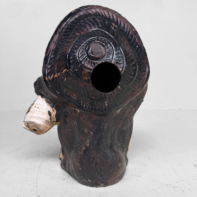 Mid-Century Modern Large Shōwa Shigaraki Earthenware Decorative Tanuki Figure, Japan, 1960s For Sale - Image 3 of 12