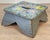 Wood Antique Primitive Farmhouse Gray Floral Footstool For Sale - Image 7 of 12
