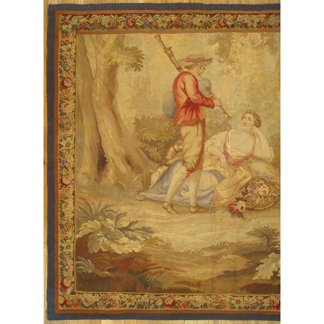 French 18th Century French Aubusson Rustic Tapestry For Sale - Image 3 of 5