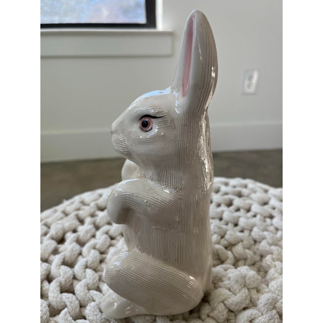 Ceramic Mid-Century White Ceramic Rabbit Figurine For Sale - Image 7 of 10