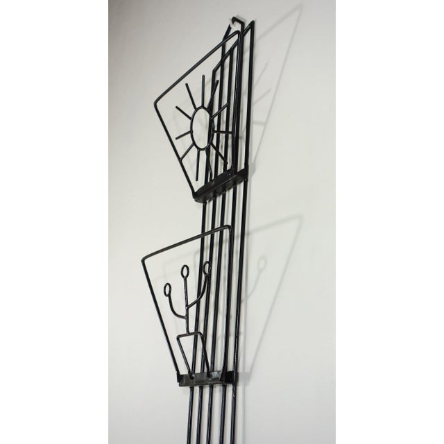 Black Mid-Century Modern Black Iron Wall Magazine Rack, 1950s For Sale - Image 8 of 9