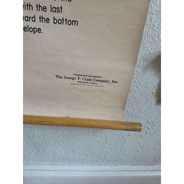 Original mid-century classroom instructional chart illustrating manuscript formatting and typewriter techniques. Produced...