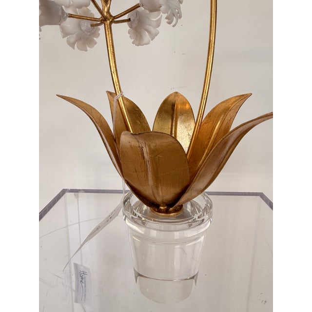 Traditional Chelsea House Porcelain Flowers With Crystal Base For Sale - Image 3 of 3