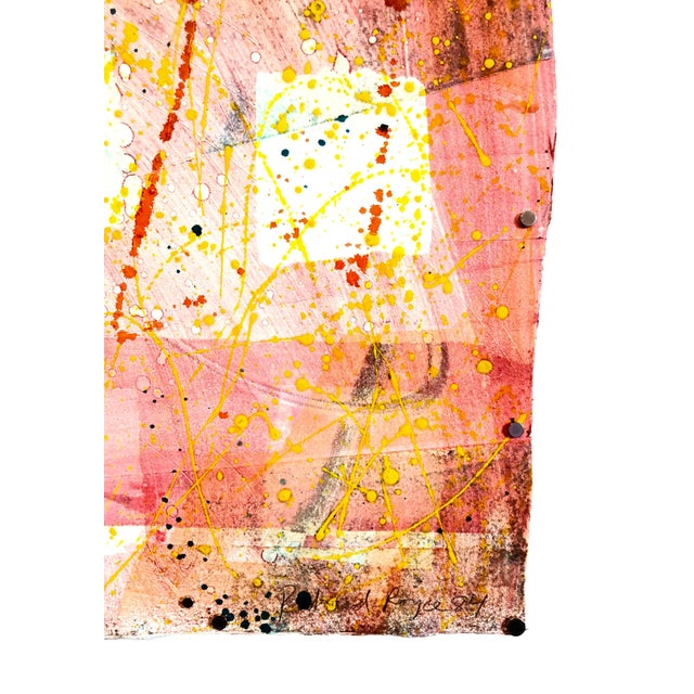 Pink Richard RoyceHomage a Sam Francis, Folded Monoprint Mixed Media Splatter Painting Art Print, 1984 For Sale - Image 8 of 8