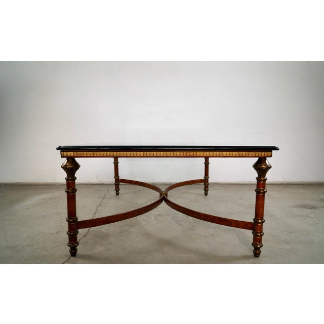 1970’s Hollywood Regency Maitland & Smith Leather & Brass Coffee Table For Sale In Los Angeles - Image 6 of 12
