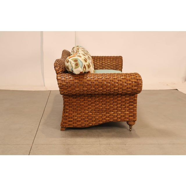 Lane Venture Excursions Pair Of Wicker Sofas With Cushions For Sale - Image 14 of 18