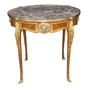 Bronze Mounted Marble Top French Louis XV Center Table Edward Millet Attributed