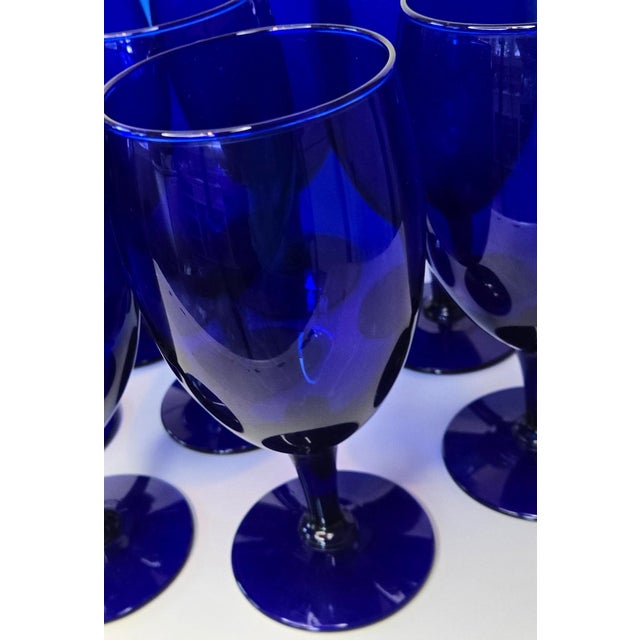 Gustavian (Swedish) Vintage 90s Cobalt Goblets- Set of 8 For Sale - Image 3 of 10