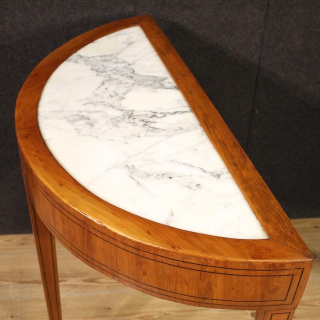 1950s 20th Century Italian Louis XVI Half-Moon Console Table, 1950s For Sale - Image 5 of 13