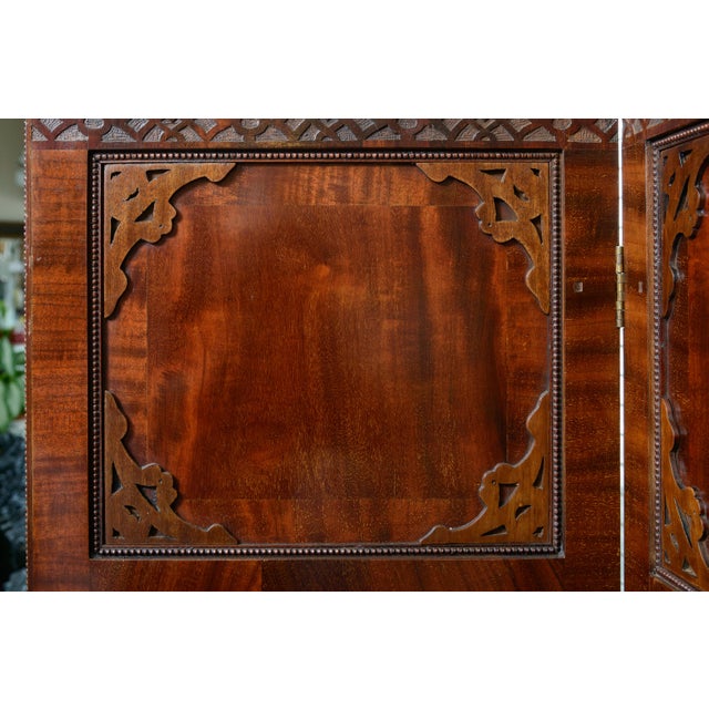Wood English Mahogany Three Panel Room Screen For Sale - Image 7 of 8