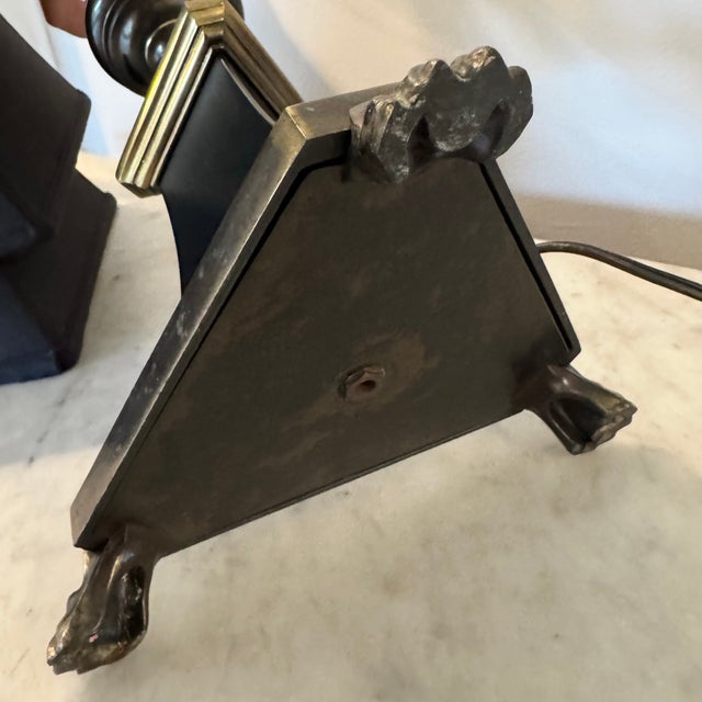 Vintage 1960s Stiffel Neoclassical Style Bronze and Black Enamel Table Lamps - A Pair For Sale - Image 13 of 13