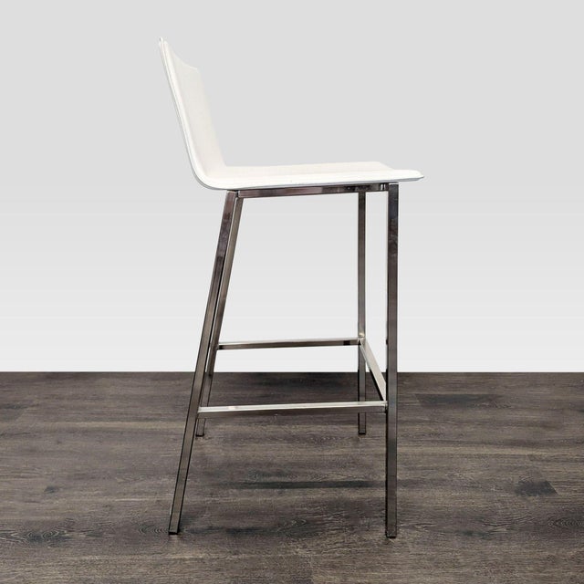 Modern Cb2 Faux Leather Bar Stool For Sale - Image 3 of 11