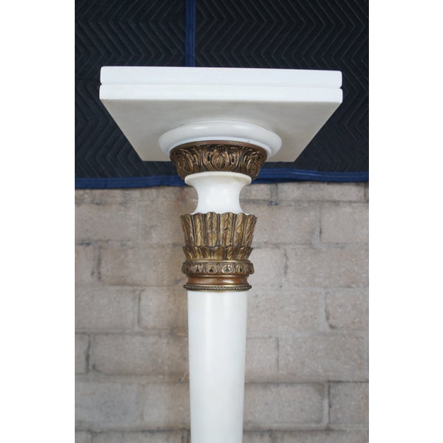 Antique French Neoclassical White Marble & Bronze Pedestal Sculpture Stand For Sale - Image 12 of 12