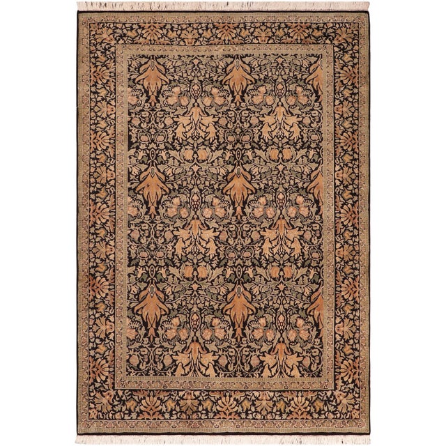 Art Nouveau 1990's Pak-Persian Black/Green Wool Rug - 6'3'' X 8'0'' For Sale - Image 9 of 9