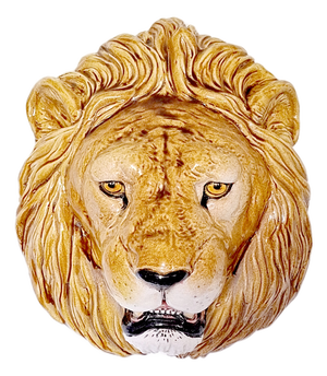Large Lion's Head Wall Relief in Majolica Ceramic, Italy, 1960s