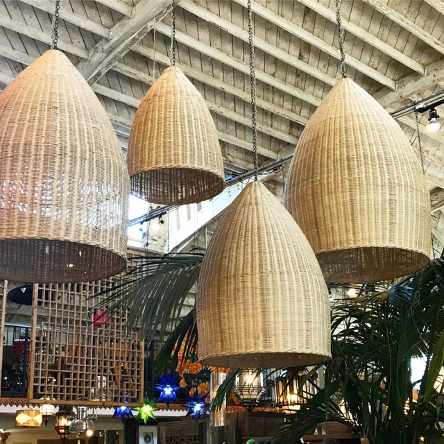 Wood Raw Wicker Pod Pendant Light Small For Sale - Image 7 of 11