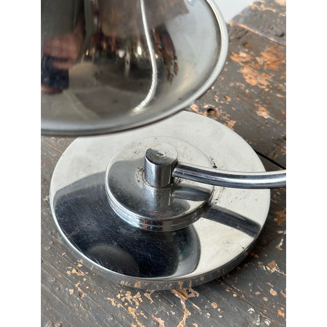 Vintage Chrome Art Deco Table Lamp With Bell Shade, Circa 1930s For Sale - Image 11 of 12