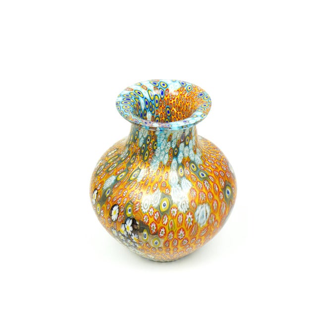 Blown Murano glass vase made with Millefiori Klimt murrina and covered with 24kt gold leaf. Entirely handmade and signed...