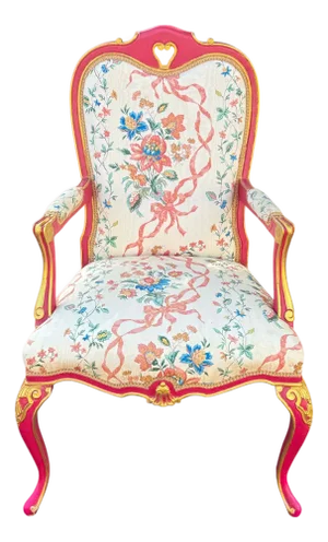 Hollywood Regency Bergere Chair French Styling Pink W/ Giltwood Accents