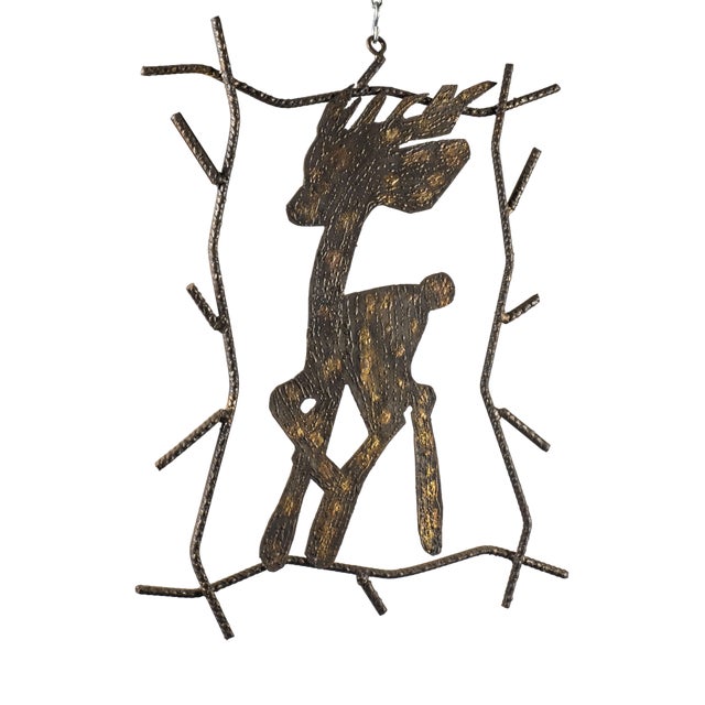 Handcrafted Wrought Iron Picture of Bambi Deer, 1980s For Sale