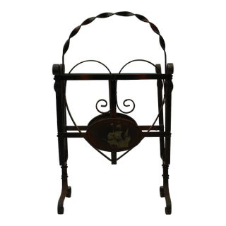 Wrought Iron Magazine Stand W/ Heart Design For Sale