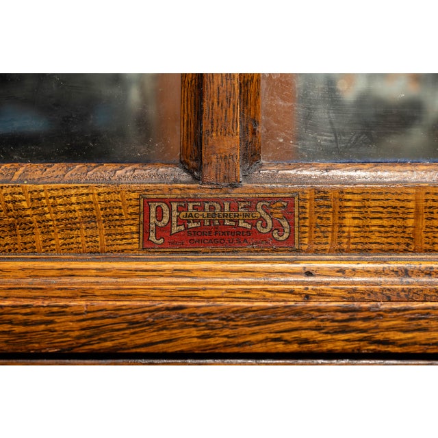 Antique Quartersawn Oak "Peerless" Display Case by Jac. Lederer For Sale - Image 9 of 18