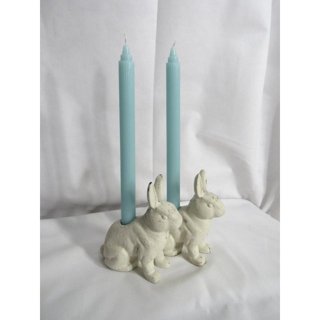 Vintage Cast Iron Rabbits Candle Holders For Sale - Image 12 of 16