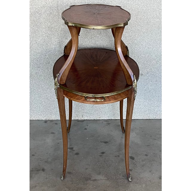 French Mahogany Brass Two-Tier Side or Coffee Table For Sale - Image 6 of 13