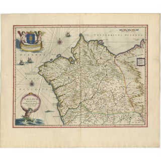 Blaeu Map of Galicia Spain, 1642 For Sale
