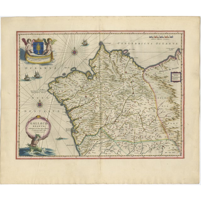 Blaeu Map of Galicia Spain, 1642 For Sale