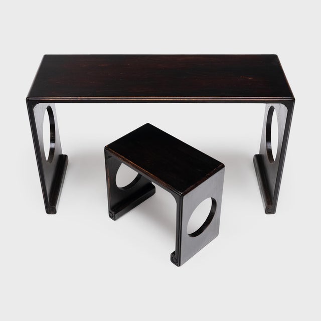 Chinese Full Moon Qin Table & Stool, C. 1930 For Sale - Image 4 of 5