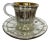 Antique Mercury Glass Handled Tea Cup and Saucer For Sale