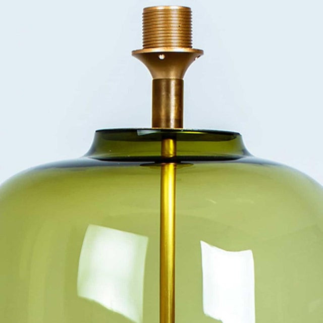 Brown Bubble Glass Table Lamp with Silk Lampshade attributed to R. Houben, 1970 For Sale - Image 8 of 9