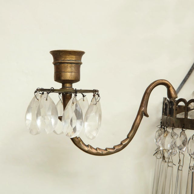 Mario Buatta Pair of Beaded Crystal Waterfall Wall Lights For Sale - Image 4 of 12